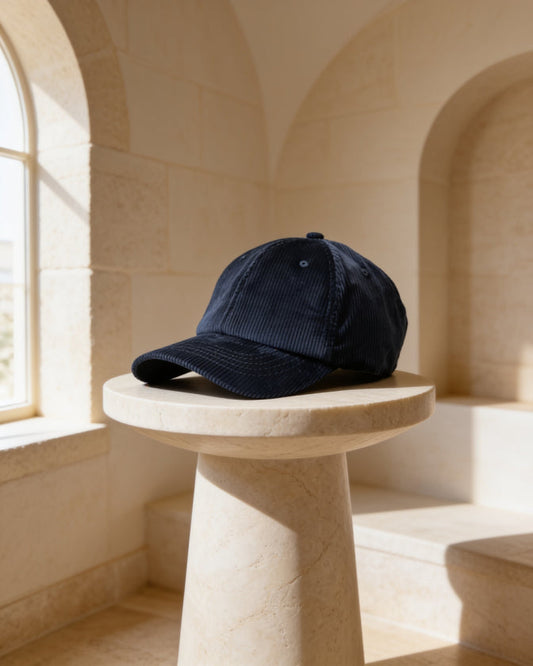 Corduroy Cap in navy corduroy, view 1 of 3
