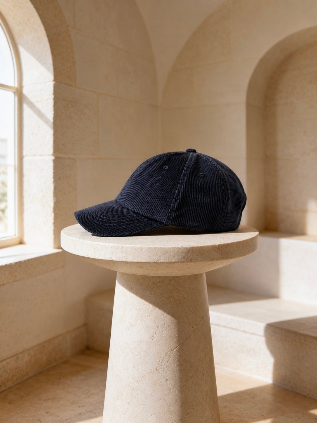 Corduroy Cap in navy corduroy, view 2 of 3