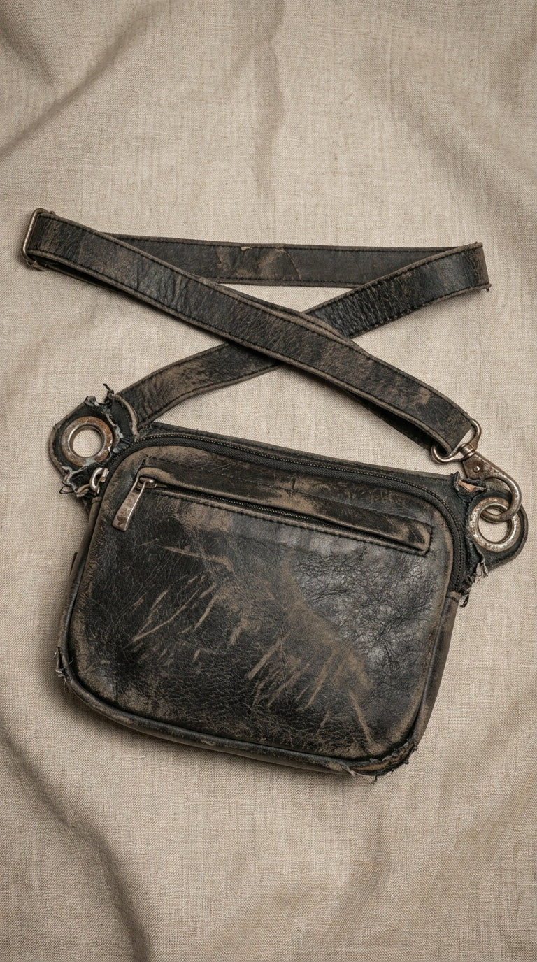An old, worn-out fanny pack